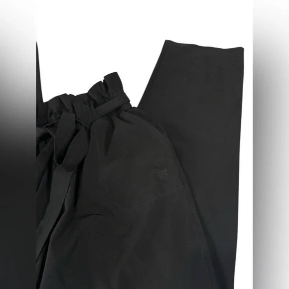 ALBION Women’s Bow Belt Capri Pants High Rise Paperbag Waist Black size M - Picture 3 of 9